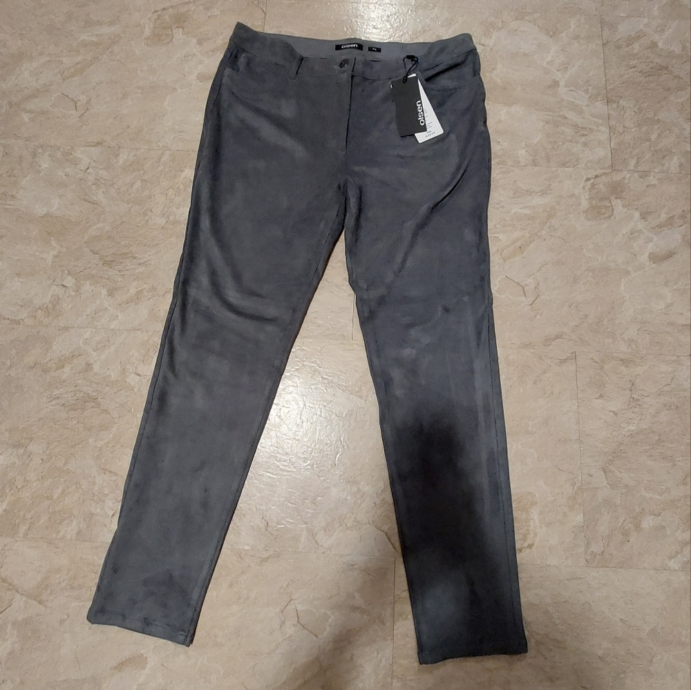 Olsen slim fit eco suede pants size 12 bnwt
